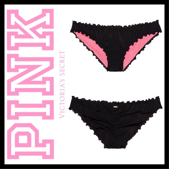 PINK Victoria's Secret Other - PINK Victoria’s Secret Ruffle Bikini Bottoms Black